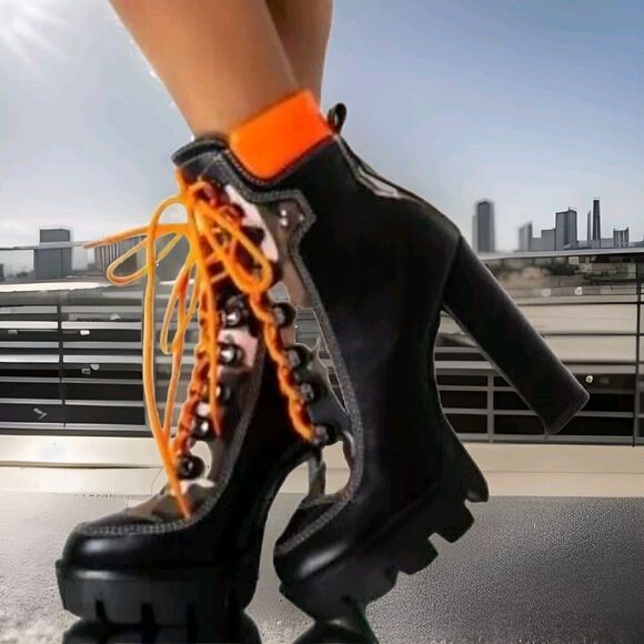 AZALEA WANG Shoes - AZALEA WANG MILITARY VIBES CHUNKY HEEL BOOTIE IN CAMO BRAND NWOT WOMEN'S SZ 7